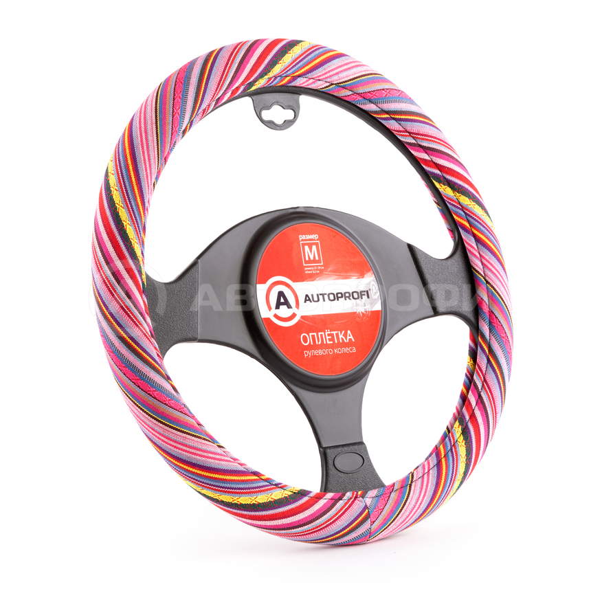 

Оплётка руля AUTOPROFI из текстиля AP-1915 Multi/RD (M), Мульти красный