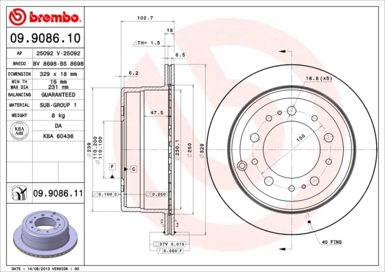 фото Тормозной диск brembo 09908610