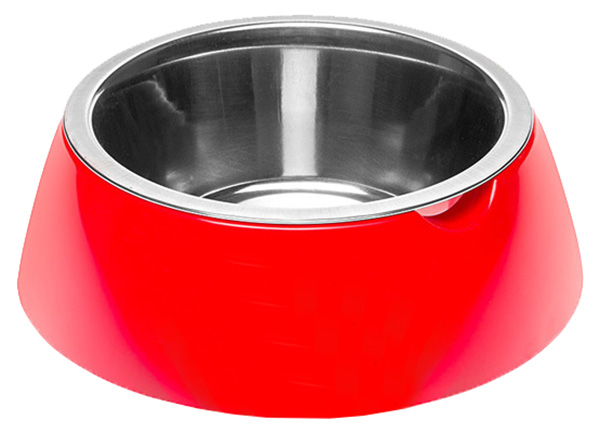 фото Одинарная миска для кошек и собак ferplast, пластик, резина, сталь, красный, 1.2 л