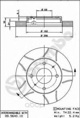 фото Тормозной диск brembo задний для 09564075