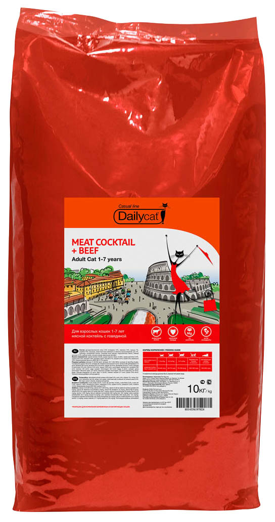 фото Сухой корм для кошек dailycat casual line, мясной коктейль с говядиной, 10кг