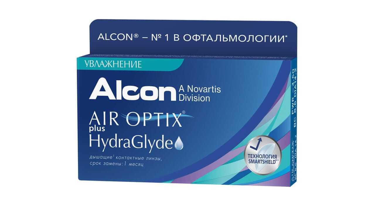 фото Контактные линзы alcon air optix plus hydraglyde 6 линз -1,75