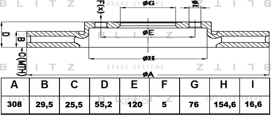 фото Тормозной диск blitz для volkswagen t5, multivan, touareg 2003- bs0212