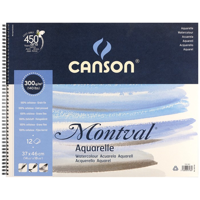 

Альбом на спирали для акварели Montval CANSON, 300г/м2, 37х46см, Фин, 12 листов