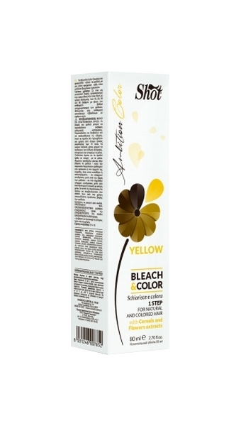 Краска для волос Shot Bleach&Color Yellow 80 мл обесцвечивающая пудра с кератином и кашемиром expert color powder bleach