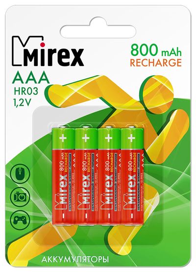 фото Аккумуляторная батарея mirex hr03-08-e4 4 шт