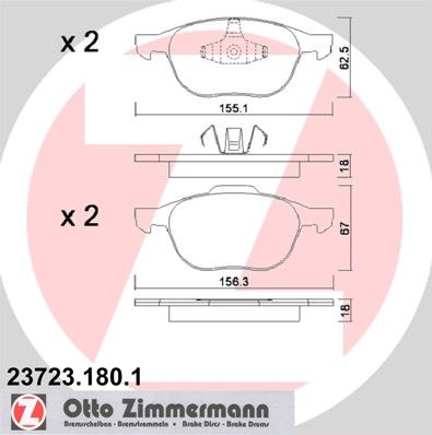 фото Комплект тормозных колодок, дисковый тормоз zimmermann 23723.180.1