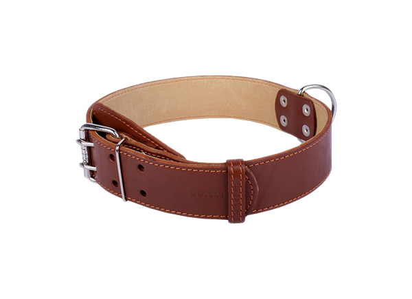 фото Ошейник для собак collar, кожаный, двойной, коричневый, 56-68 см x 45 мм