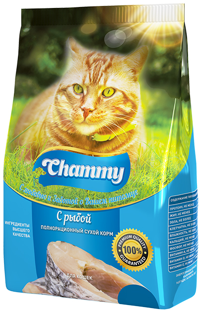 фото Сухой корм для кошек chammy, рыба, 0,35кг