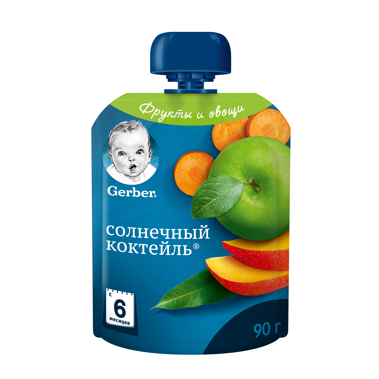 Пюре Gerber фруктовое 90 г Солнечный коктейль с 6 мес., 1 шт.