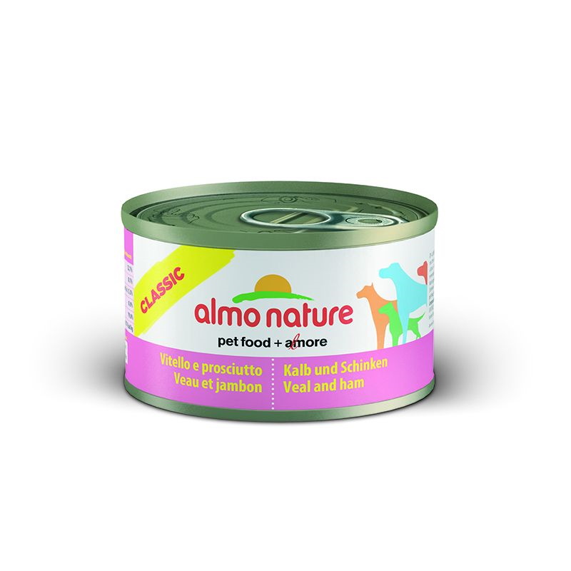 Консервы для собак Almo Nature Classic, телятина, ветчина, 95г