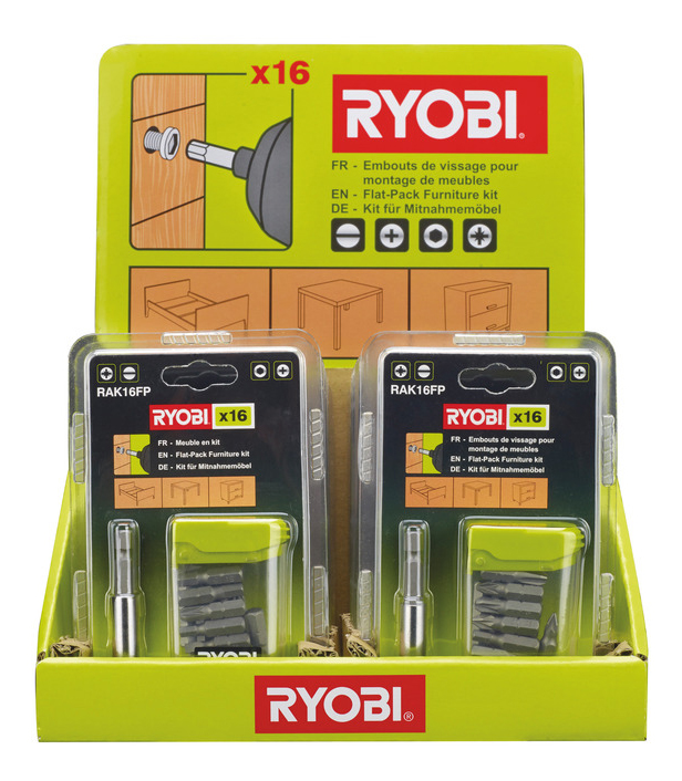 фото Набор бит для дрелей, шуруповертов ryobi rak16fp 16pc screwdriv.set eu