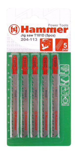 

Пилка по дереву для лобзика Hammer 30561, JG WD T101D (5pcs)