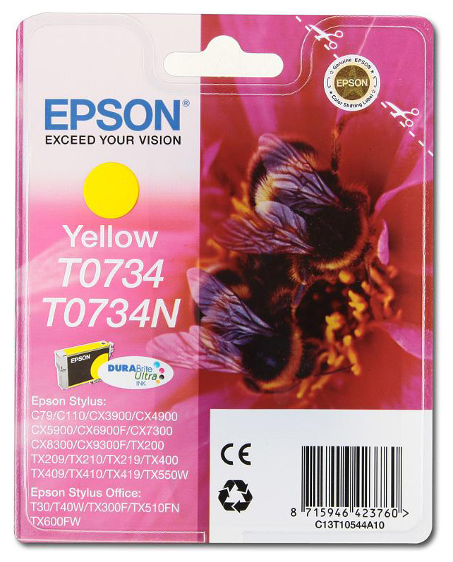 фото Картридж для струйного принтера epson c13t10544a10/c13t07344a, желтый, оригинал