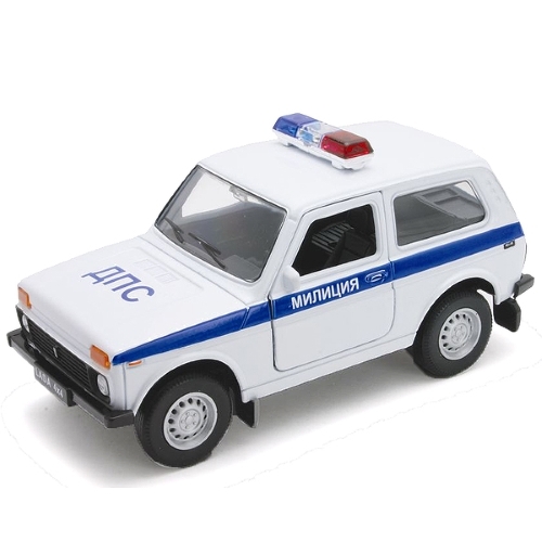 

Модель машины Welly Lada 4х4 ДПС 1:34, Белый;синий, Lada 4х4 ДПС