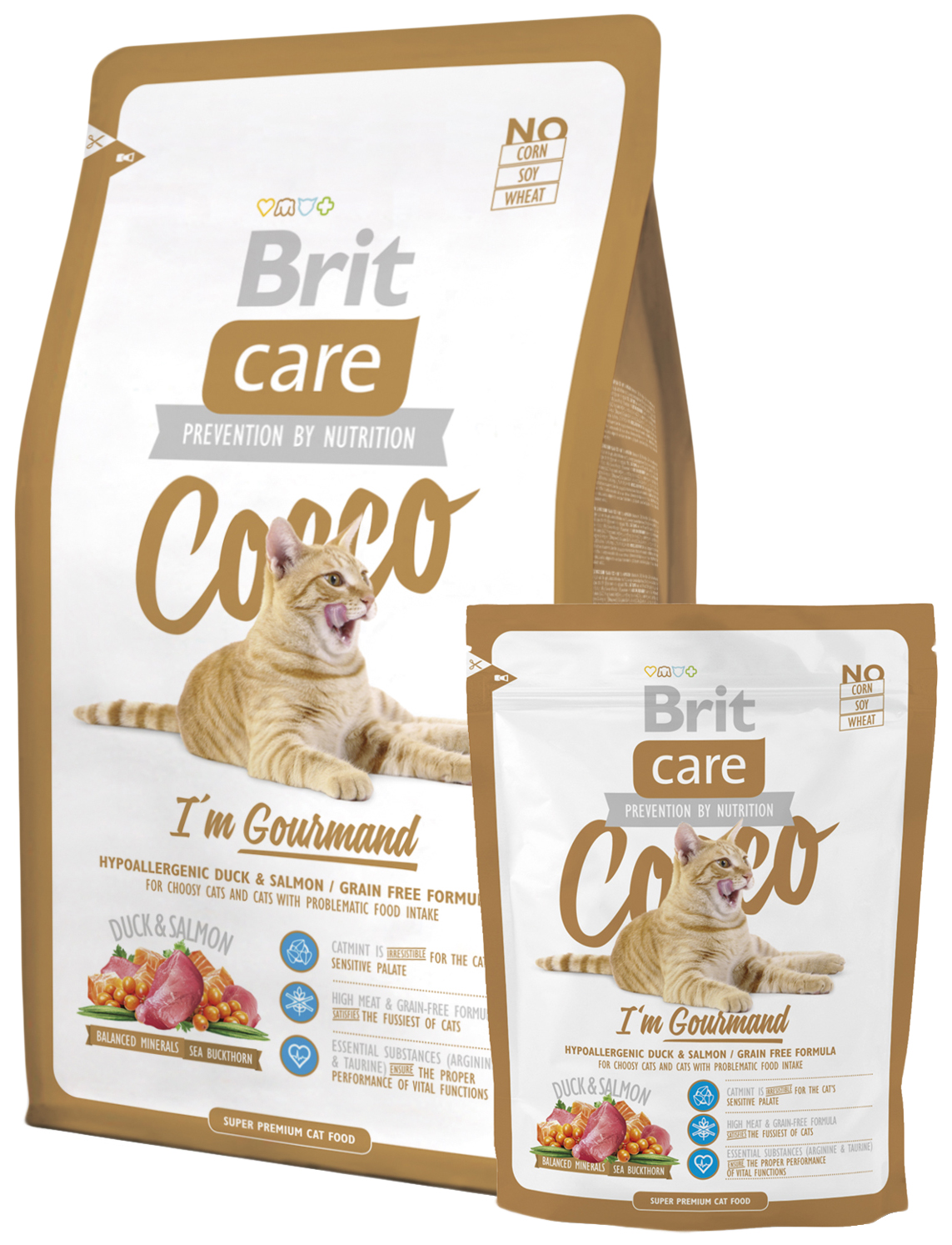 фото Сухой корм для кошек brit care cocco gourmand, для гурманов, утка, лосось, 0,4кг