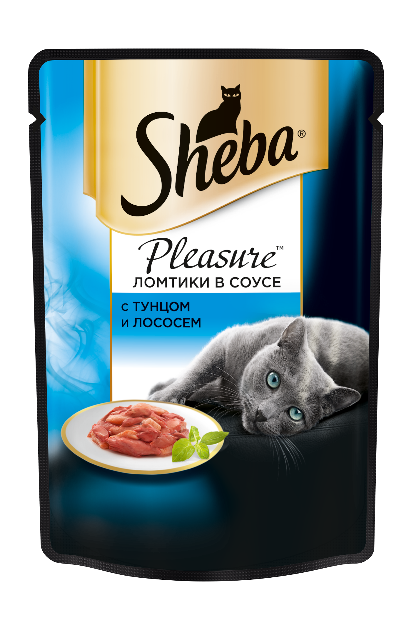 фото Влажный корм для кошек sheba pleasure ломтики из тунца и лосося в соусе, 85г