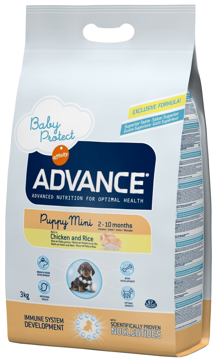 фото Сухой корм для щенков advance babyprotect puppy mini, курица, рис, 3кг