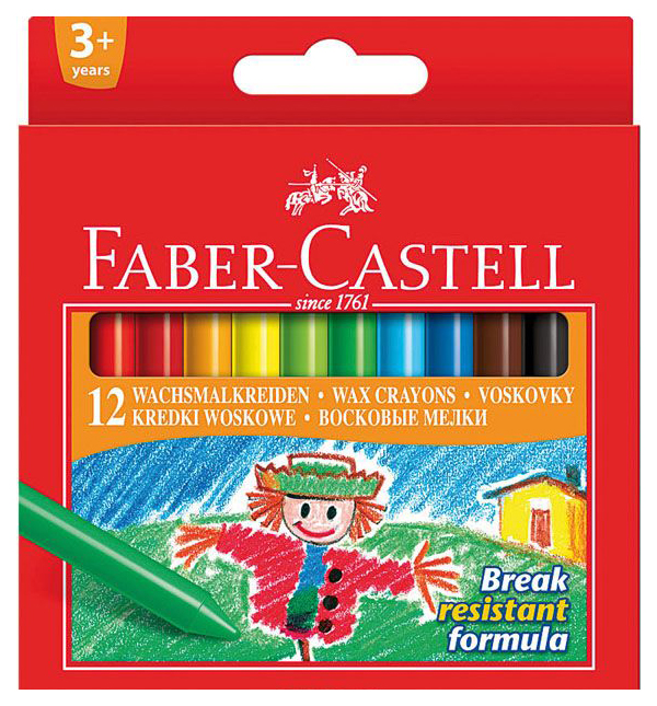 

Восковые мелки, 12 цветов Faber Castell 141012, Мелки восковые 141012 12 цветов