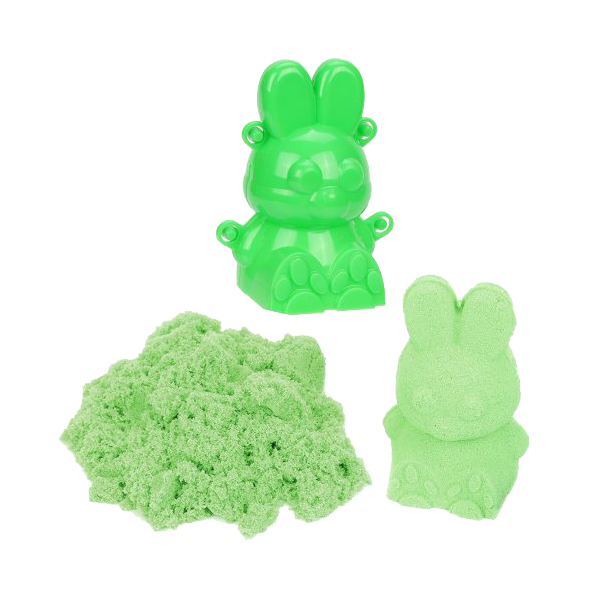 фото Кинетический песок 0,5 кг, цвет зеленый, 3d формочка color puppy