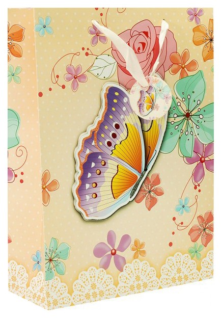 Пакет Белоснежка Бабочка в цветах 30x42x12 см