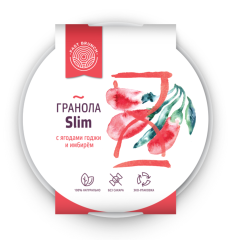 

Гранола Fastbrunch с ягодами годжи и имбирем Slim в биоразлагаемой тарелке 80 г