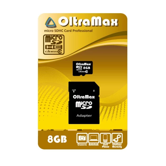 фото Карта памяти oltramax microsd 8gb class 10 + sd адаптер