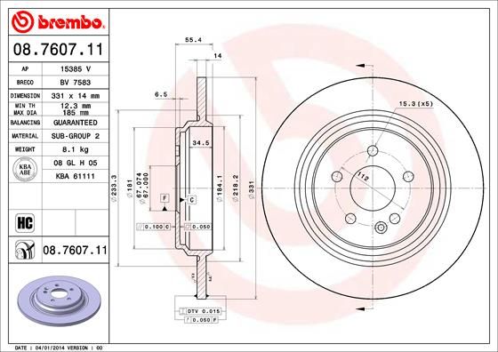 фото Тормозной диск brembo 08.7607.11