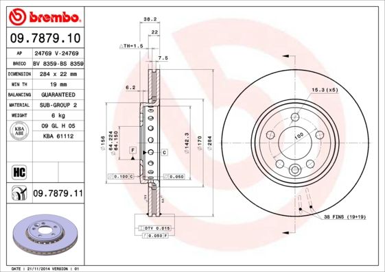 фото Тормозной диск brembo 09.7879.11