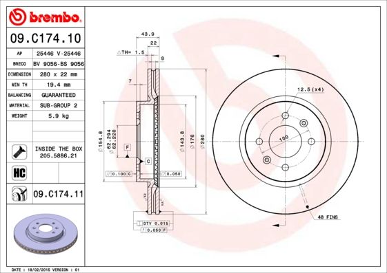 фото Тормозной диск brembo 09.c174.11