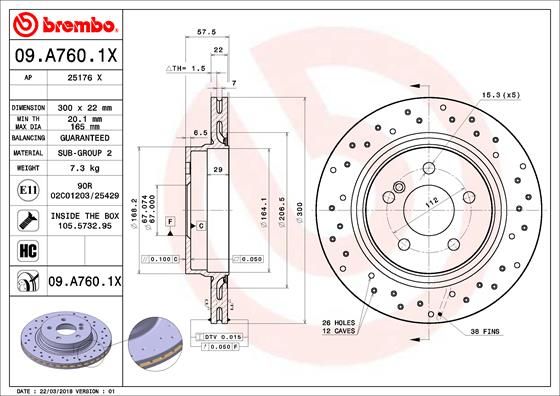 фото Тормозной диск brembo 09.a760.1x