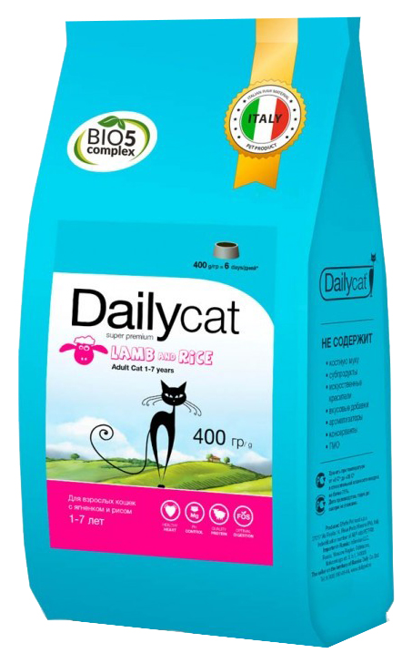 Сухой корм для кошек Dailycat Adult, ягненок и рис, 10кг