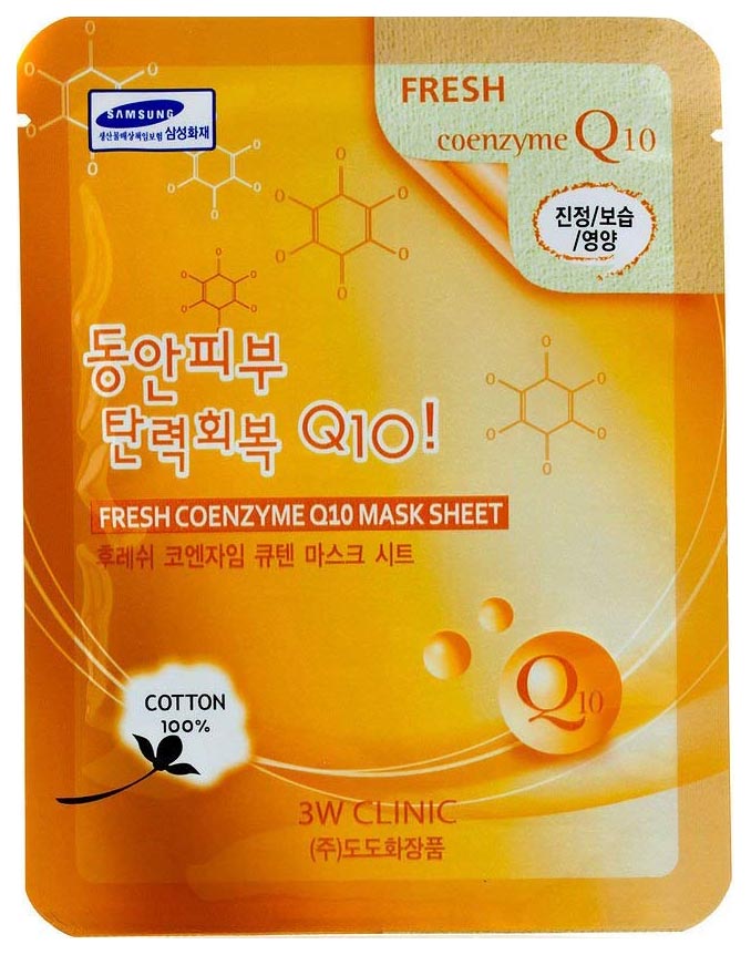 Маска для лица 3W Clinic Fresh Coenzyme Q10 Mask Sheet 23 мл женский дезодорант dove go fresh pear