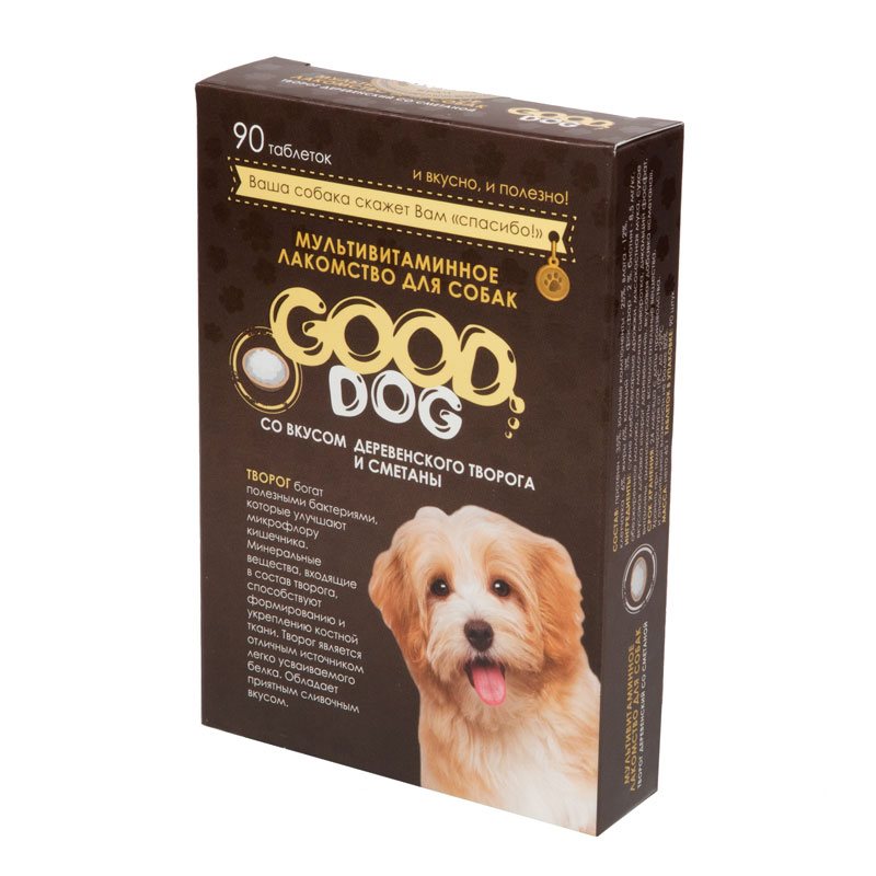 фото Лакомство для собак good dog, кусочки, творог и сметана, 45г