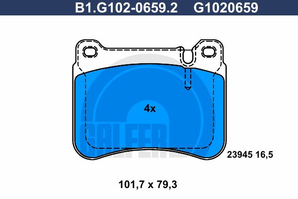 

Комплект тормозных дисковых колодок GALFER B1.G102-0659.2