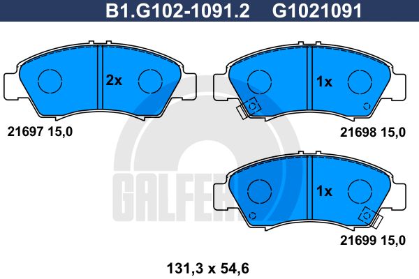 

Комплект тормозных дисковых колодок GALFER B1.G102-1091.2