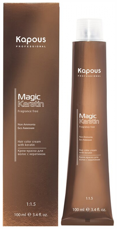 фото Краска kapous fragrance free non ammonia magic keratin na 4,18 коричневый лакричный 100мл