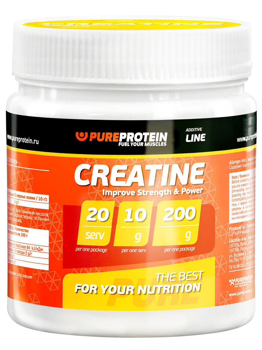 фото Креатин pureprotein creatine with transport system, 200 г, лимон