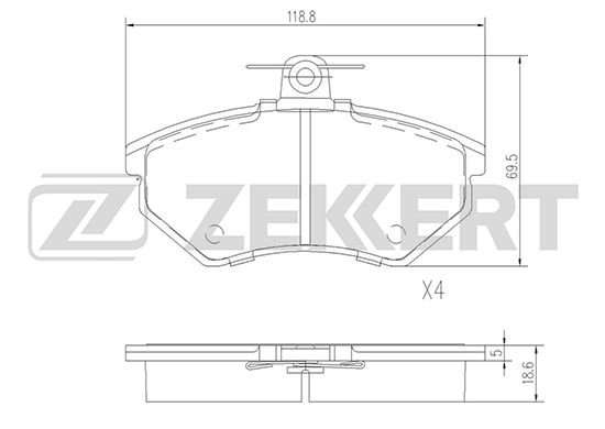 фото Комплект тормозных колодок, дисковый тормоз zekkert bs-1098