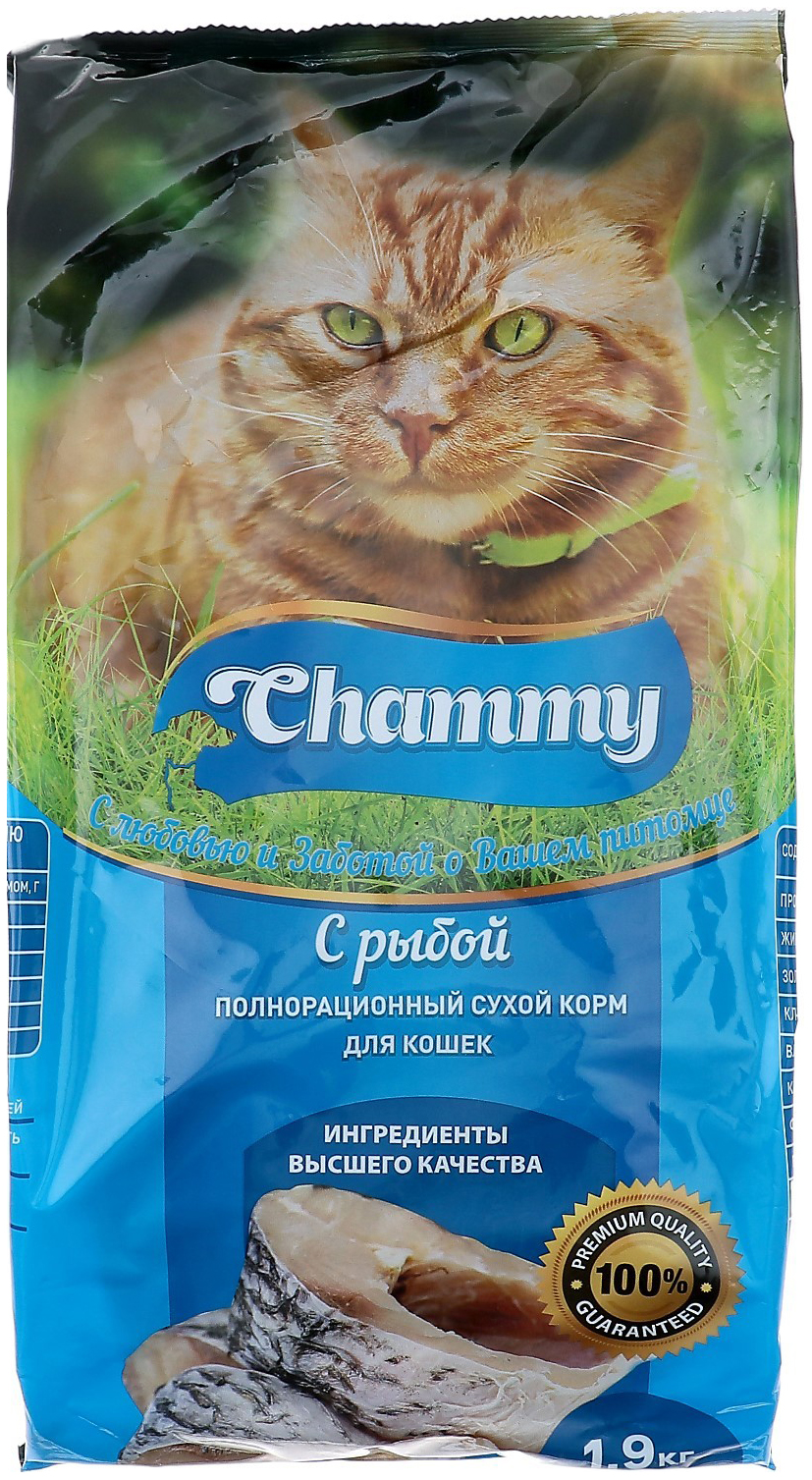 фото Сухой корм для кошек chammy, рыба, 1,9кг