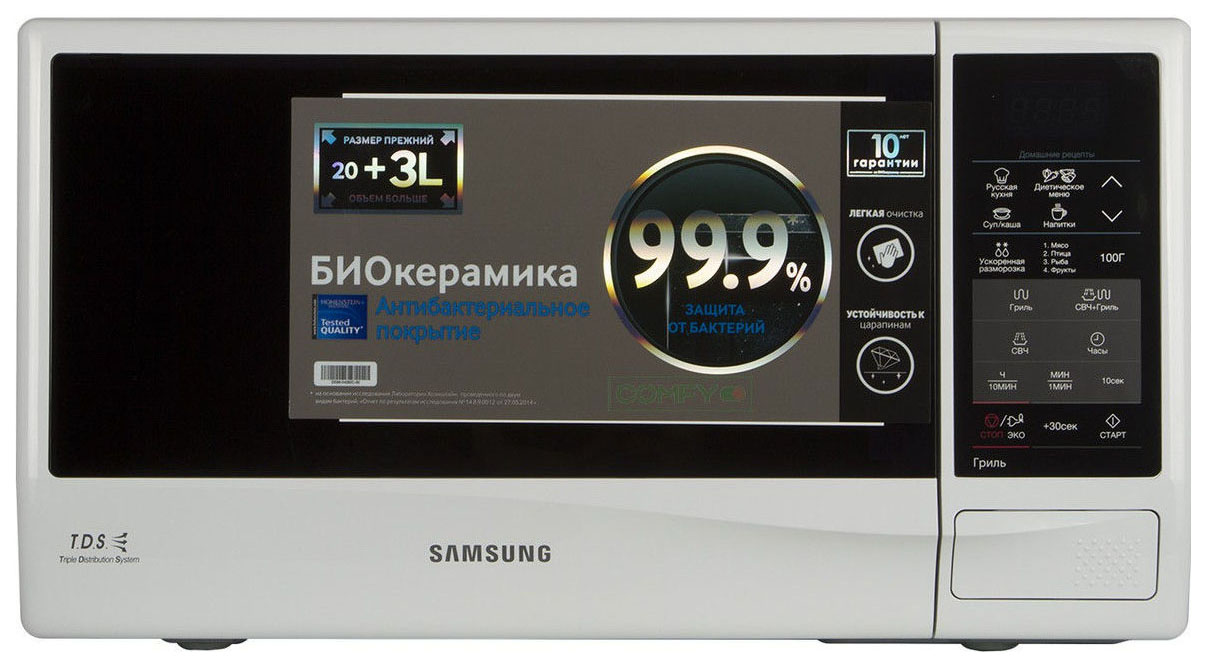 Микроволновая печь с грилем Samsung GE83KRW-2/BW белый микроволновая печь samsung ge83mrts