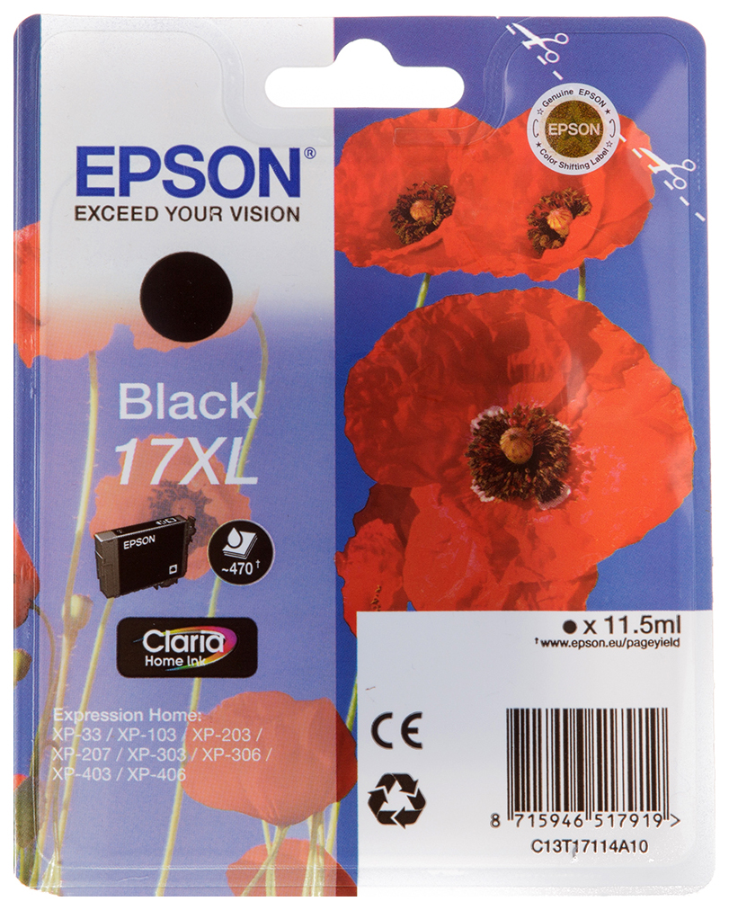 

Картридж для струйного принтера Epson C13T17114A10, черный, оригинал, t1711