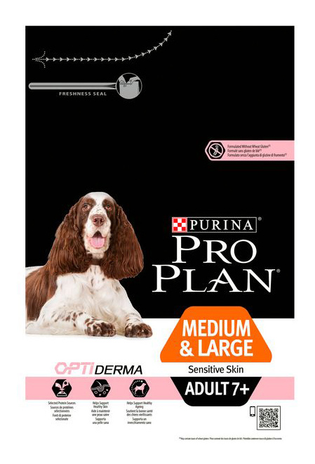 фото Сухой корм для собак pro plan optiderma medium & large adult 7+, для пожилых, лосось, 3кг