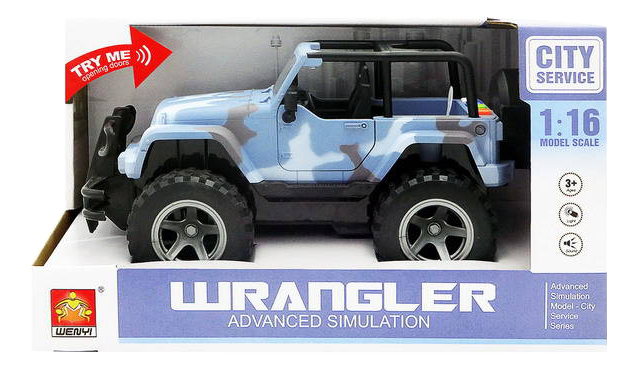 

Внедорожник инерционный Weny! Jeep Wrangler голубой 1:16, Jeep Wrangler