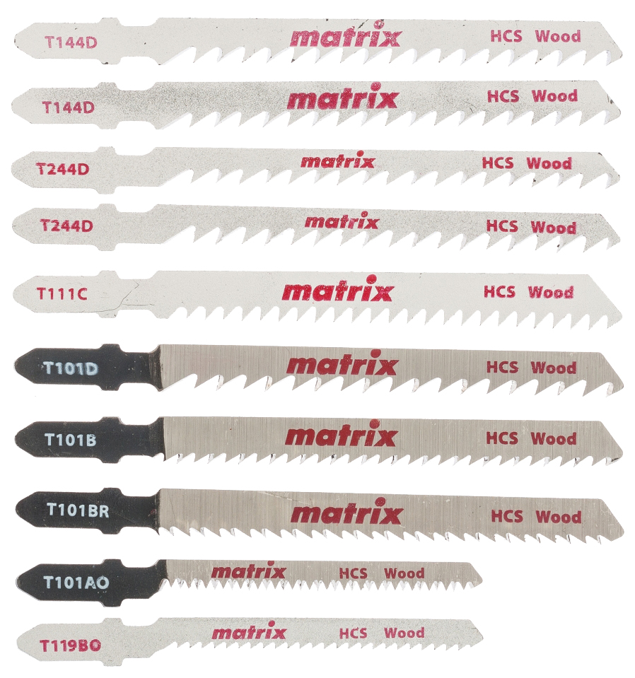 пилки для лобзика matrix по дереву 3 шт t744d 155 x 4 мм hcs 78223 Пилки для лобзика MATRIX по дереву T-SET1007 78249