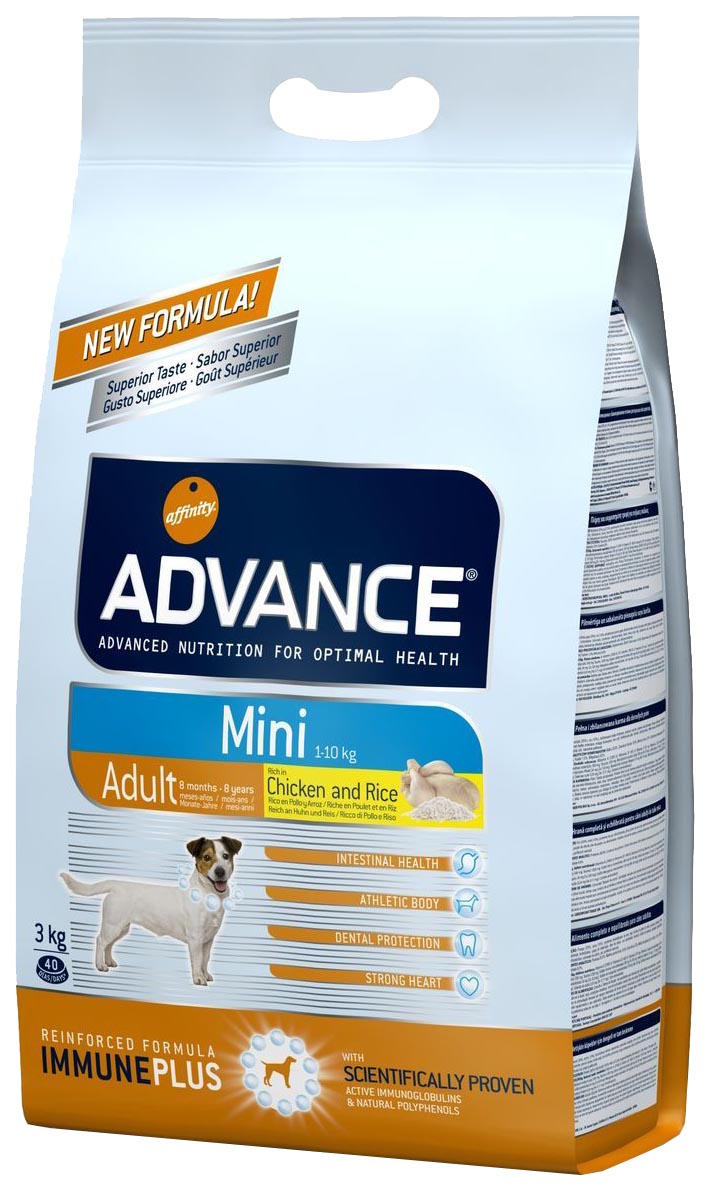 фото Сухой корм для собак advance adult mini, курица, рис, 3кг