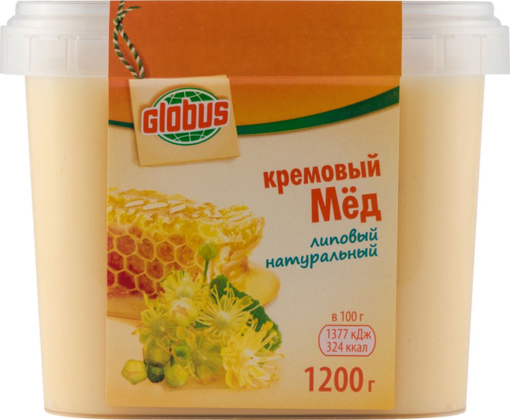 

Мед кремовый Глобус липовый натуральный 1.2 кг, натуральный