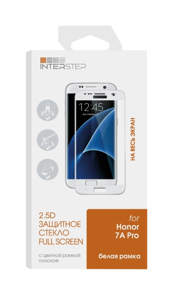 

Защитное стекло InterStep для Huawei Honor 7A Pro White, 2.5D для Honor 7A Pro. White Frame