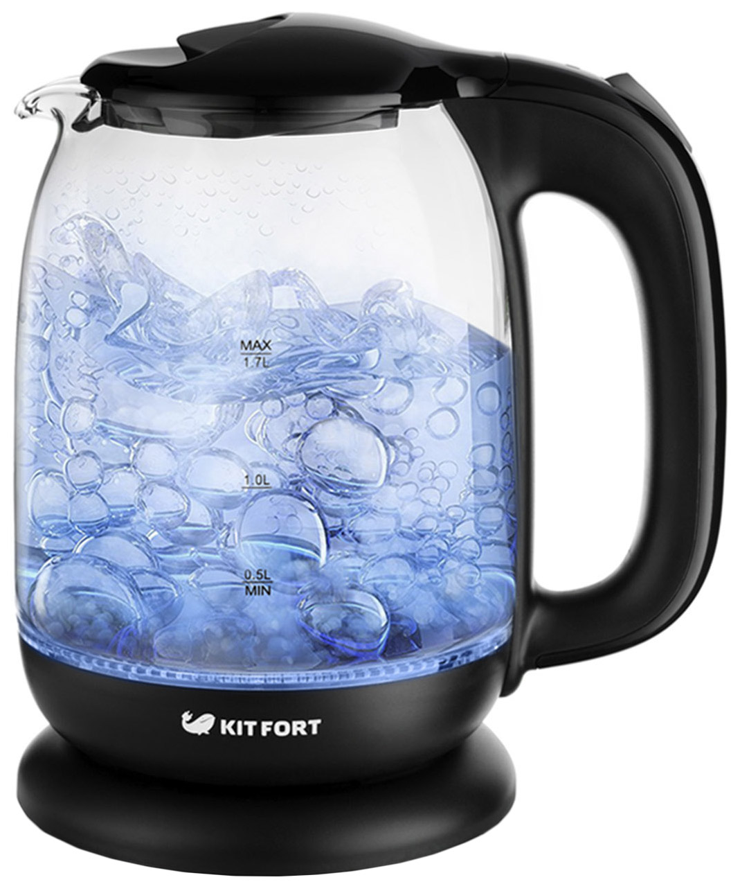 Чайник электрический Kitfort KT-625-6 1.7 л черный электрический водонагреватель элемент мини бойлер горячая вода кофе погружение путешествие