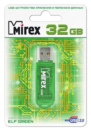 

Флешка MIREX Elf 32ГБ Green (13600-FMUGRE32), Elf